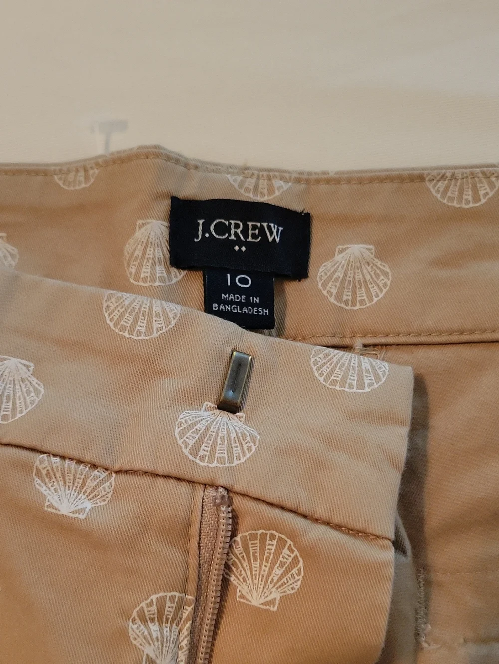 J. Crew Beige Shell-Print Flat Front Shorts